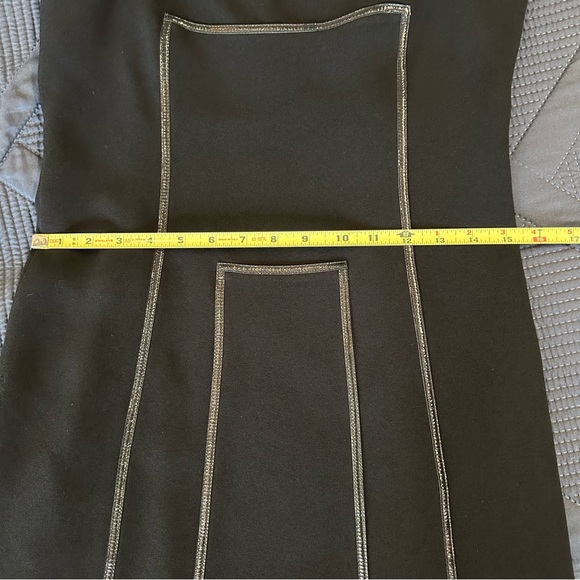 MaxMara black midi dress with leather trim 8 square neckline lbd - Picture 12 of 12